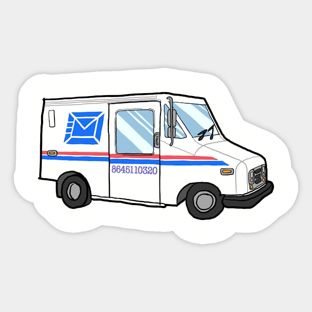 8645 Mail Truck Sticker by Lunch Bag Tees